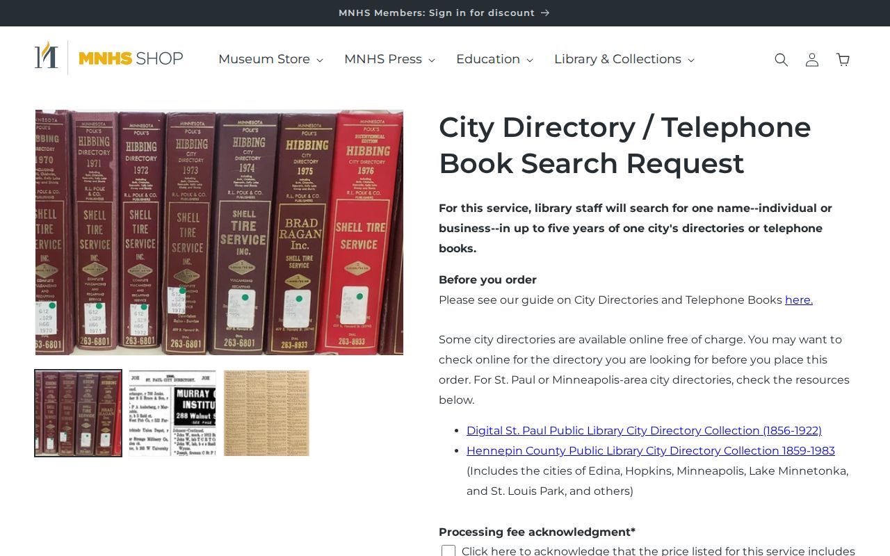 Lino Lakes city directory MNHS paid search request service
