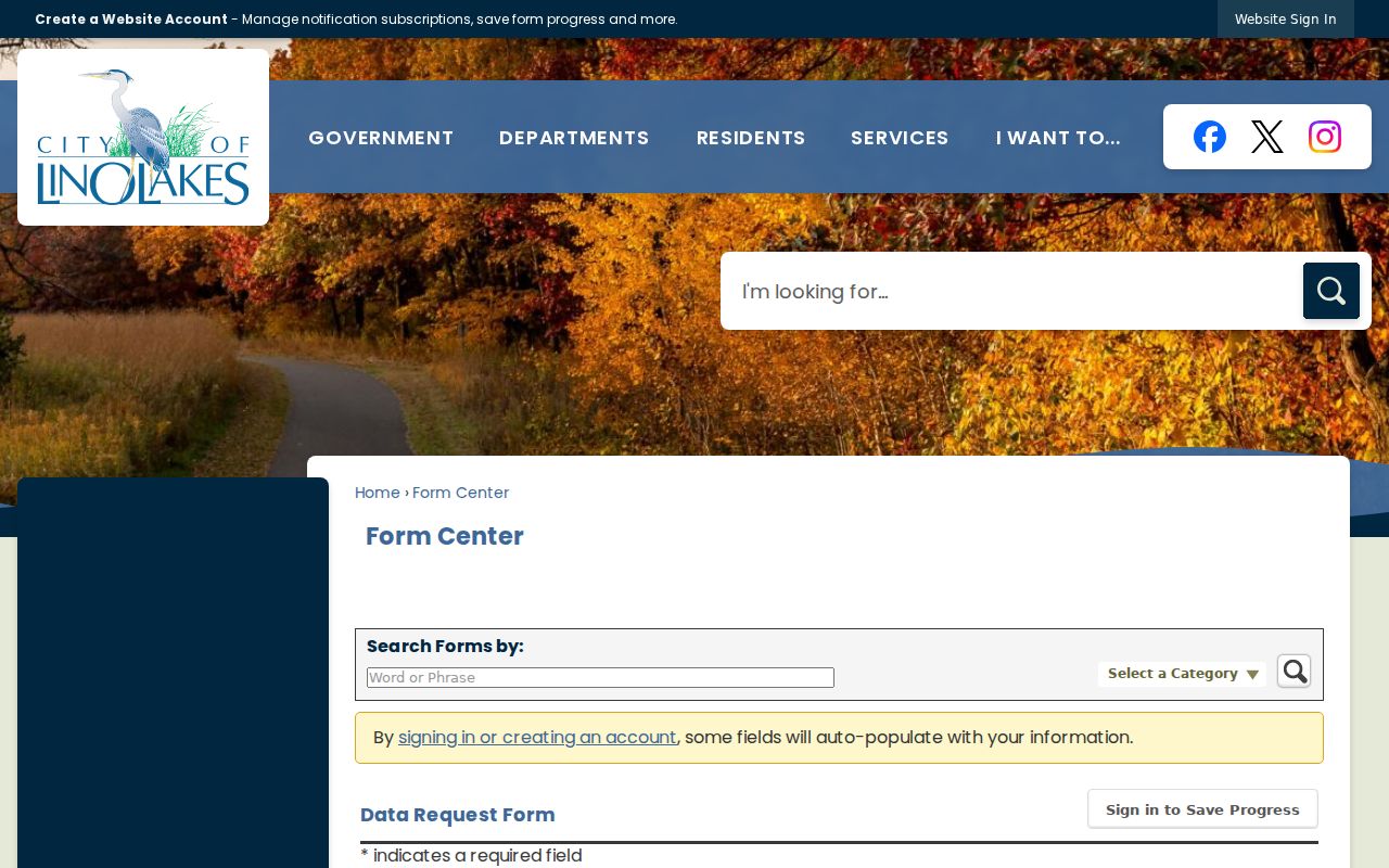 Lino Lakes residents directory city public data request form