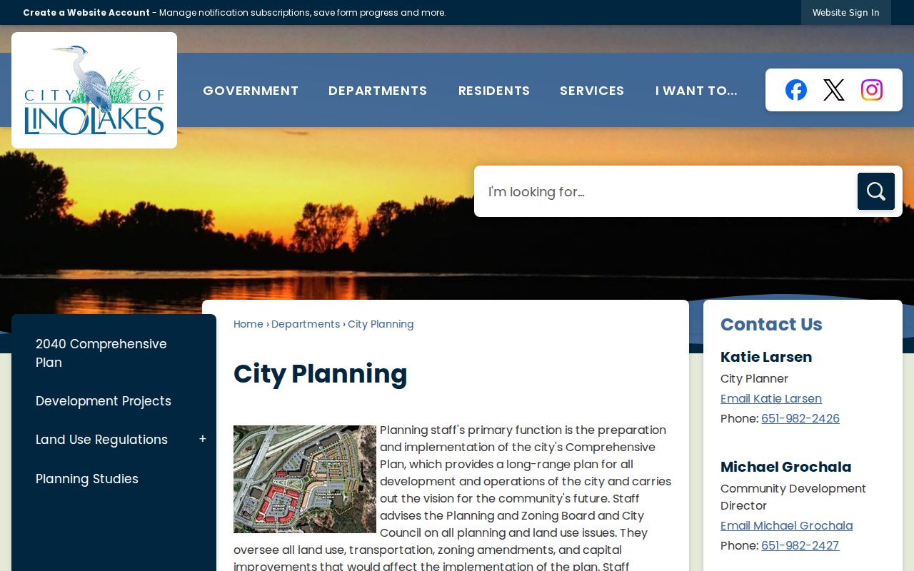Lino Lakes neighbors source, city planning and subdivision records