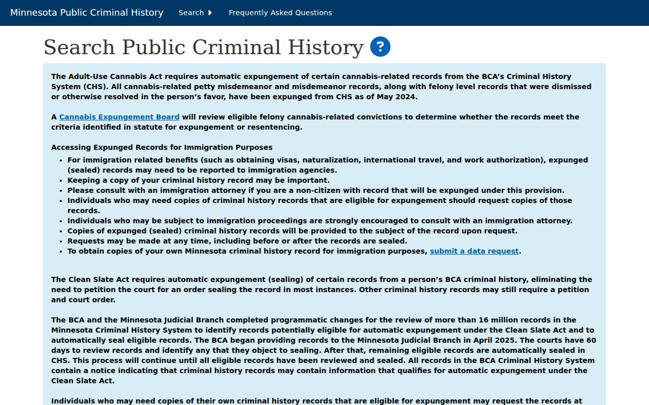 Lino Lakes resident lookup source, Minnesota BCA criminal history search