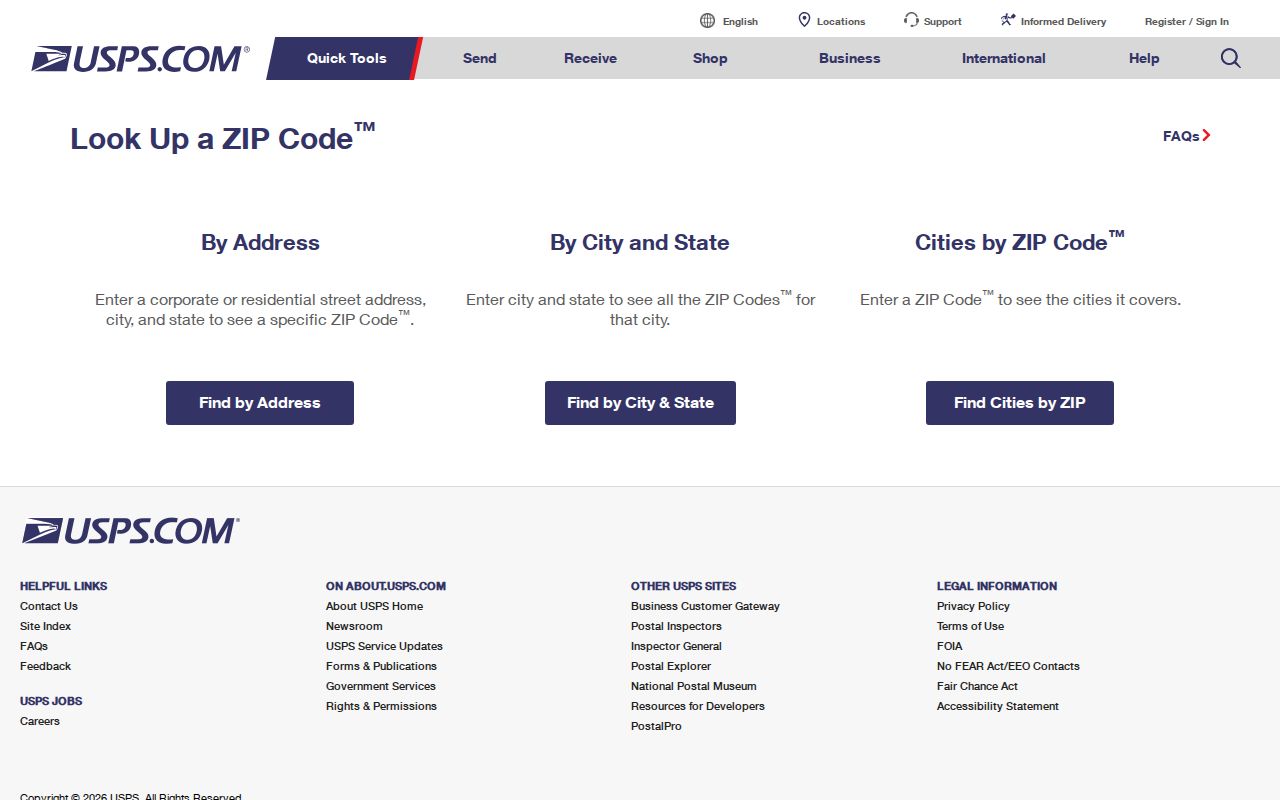 Lino Lakes ZIP code directory view of USPS ZIP Code Lookup