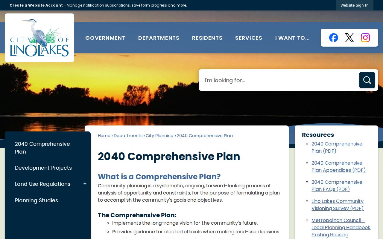Lino Lakes ZIP code directory reference to the 2040 Comprehensive Plan